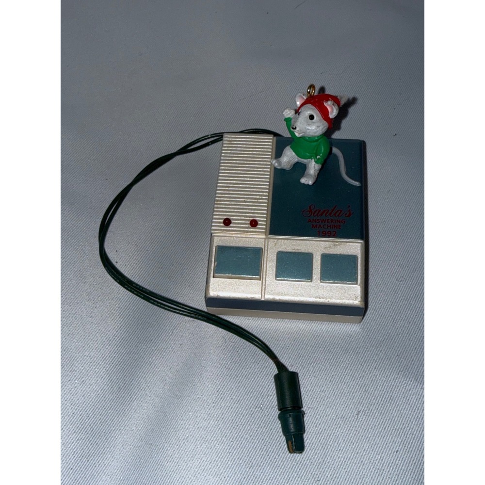 Vintage 1992 Hallmark Keepsake Santa's Answering Machine Magic Ornament Mouse